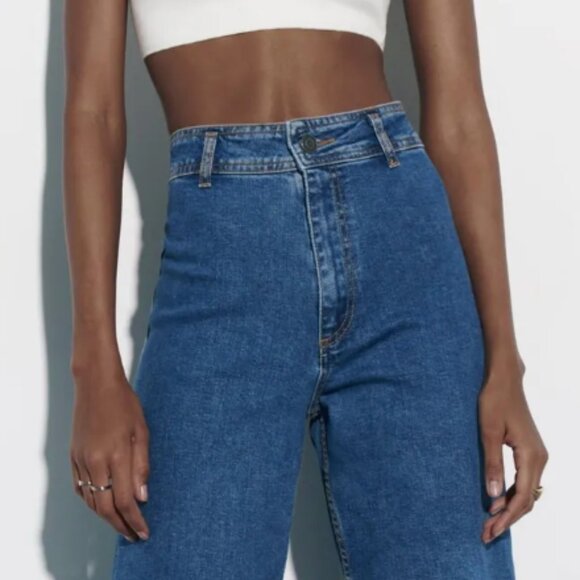 Zara Marine Straight Raw Hem in Medium Blue - Picture 4 of 7